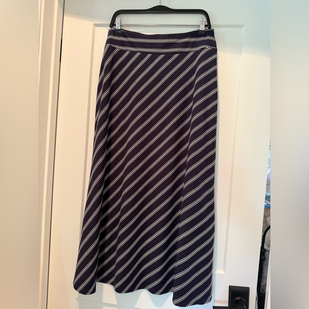 Talbots Dark Blue and White Striped Skirt